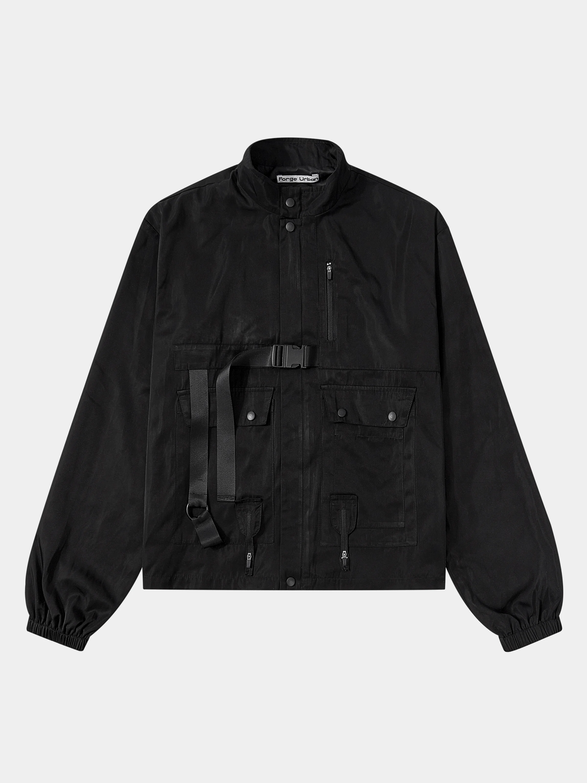 Urban Loose Mock Neck Plain Jacket Fashionable And Light Work Clothes