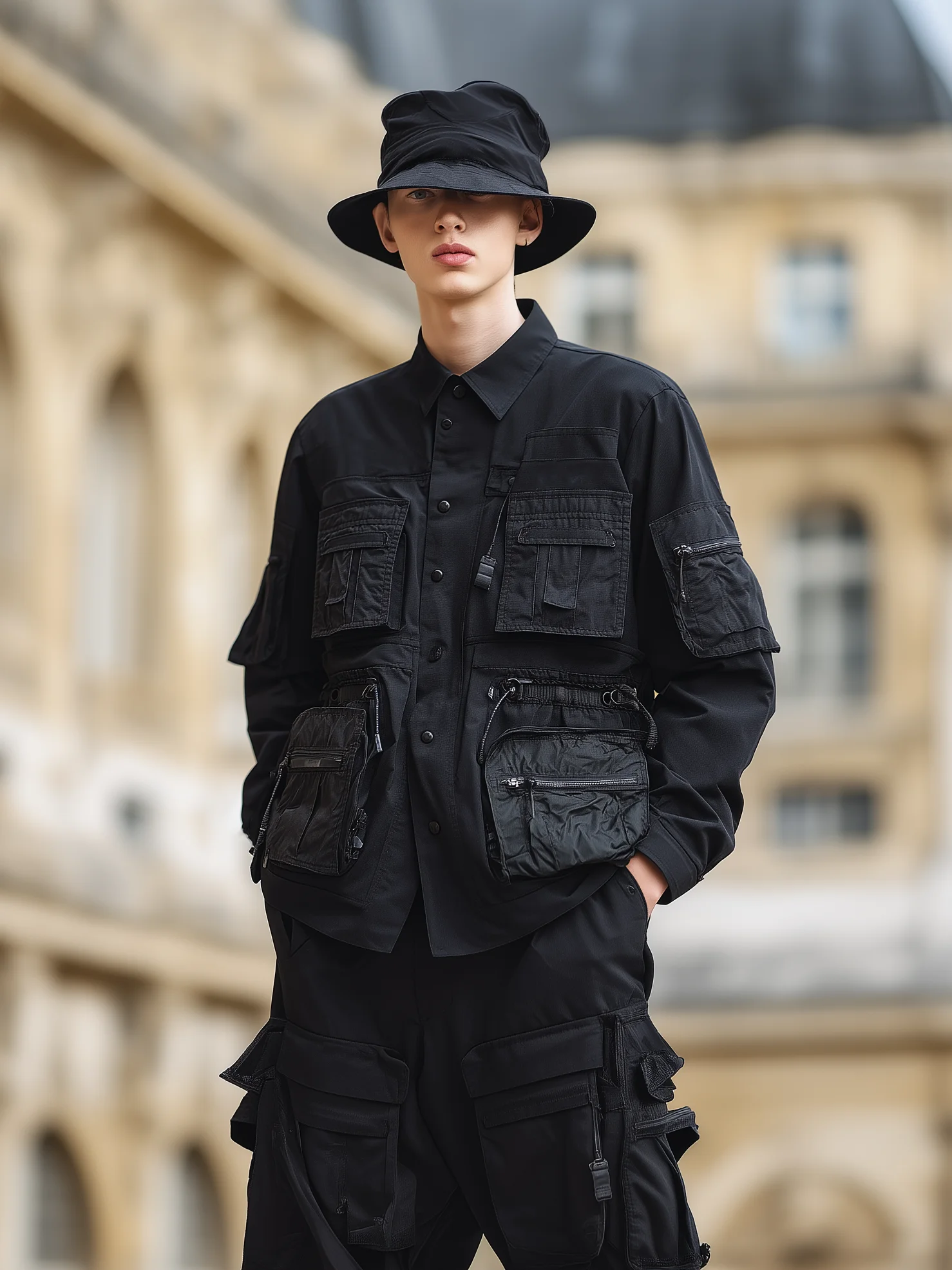 Urban Fashion 3D Pocket Poplin Work Shirt