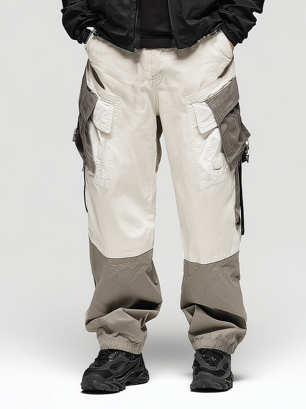 Avant-garde Colorblock Trendy  Pocket Straight Leg Cargo Pant