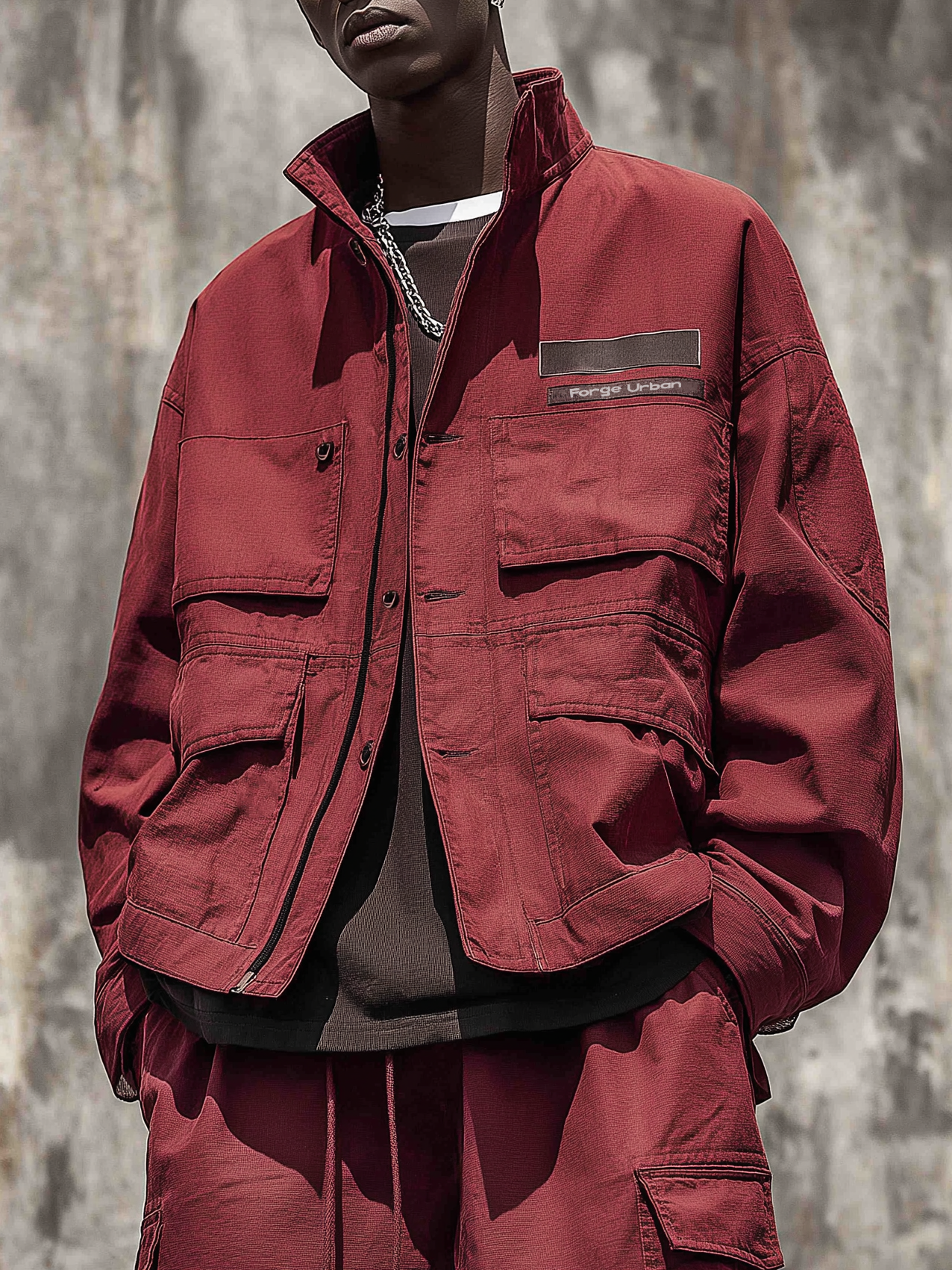 Street Style Designer Flap Pockets Zip-Up Work Jacket