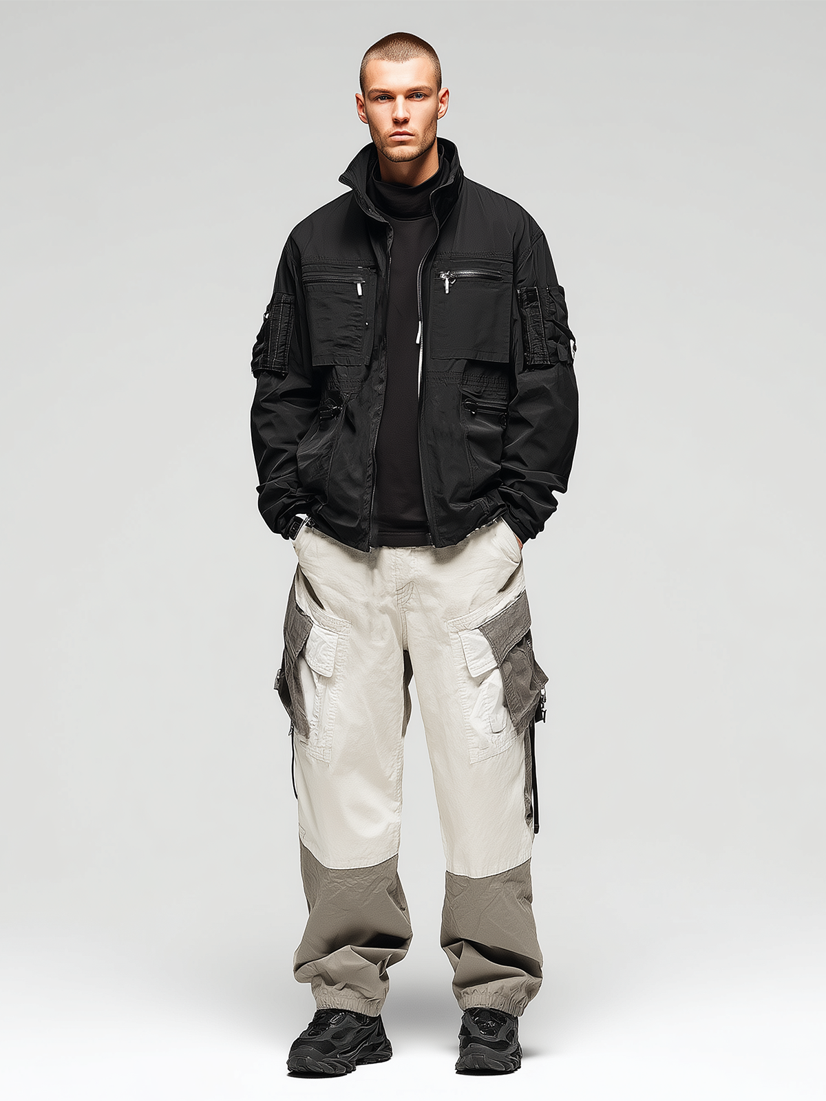 Avant-garde Colorblock Trendy  Pocket Straight Leg Cargo Pant