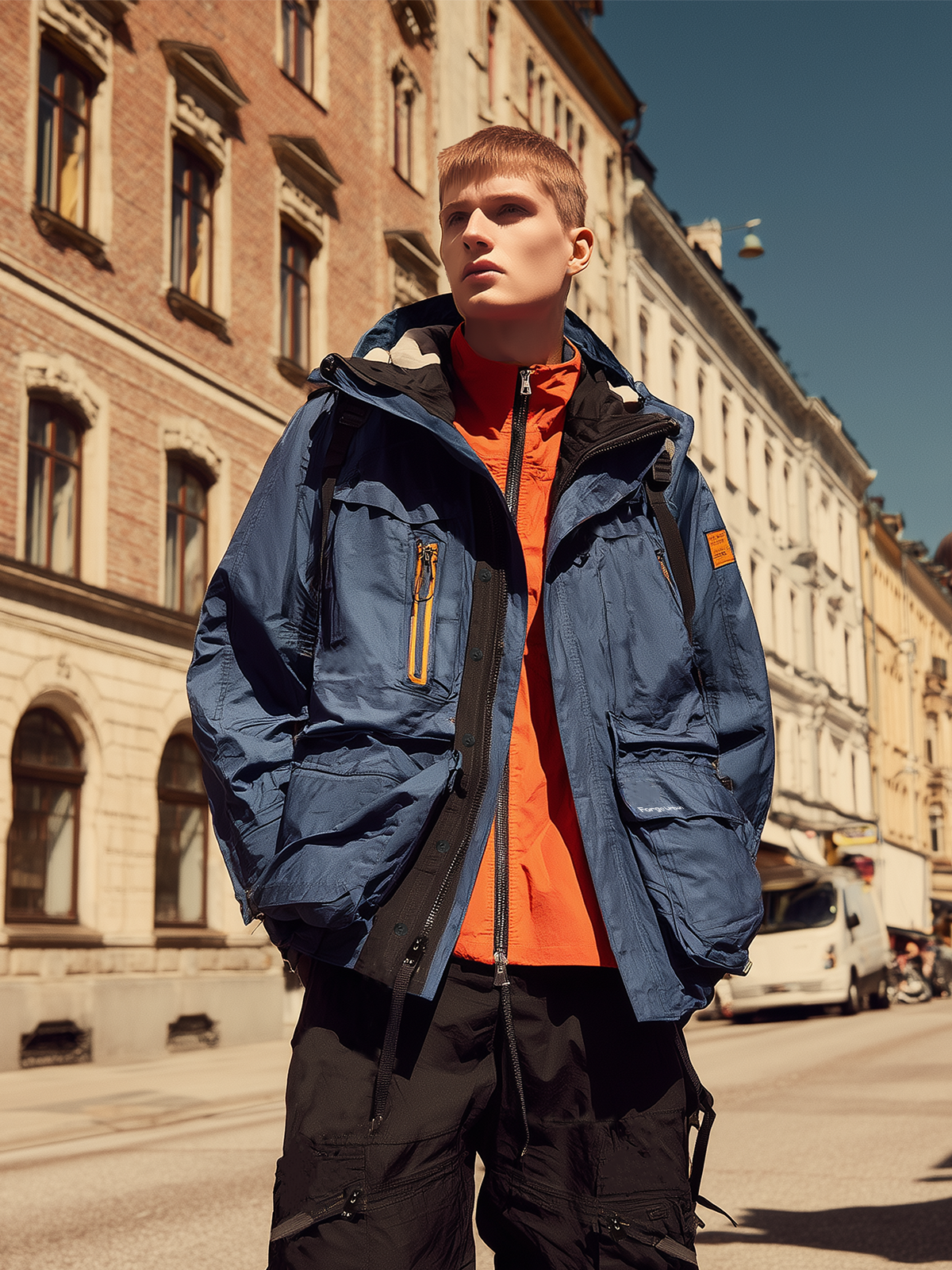 Trendy Fashion Blue Windproof Work Jacket