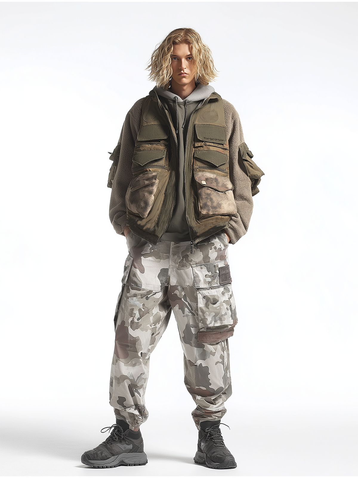Functional Street Fashion Fabric Splicing Lapel Workwear Vest