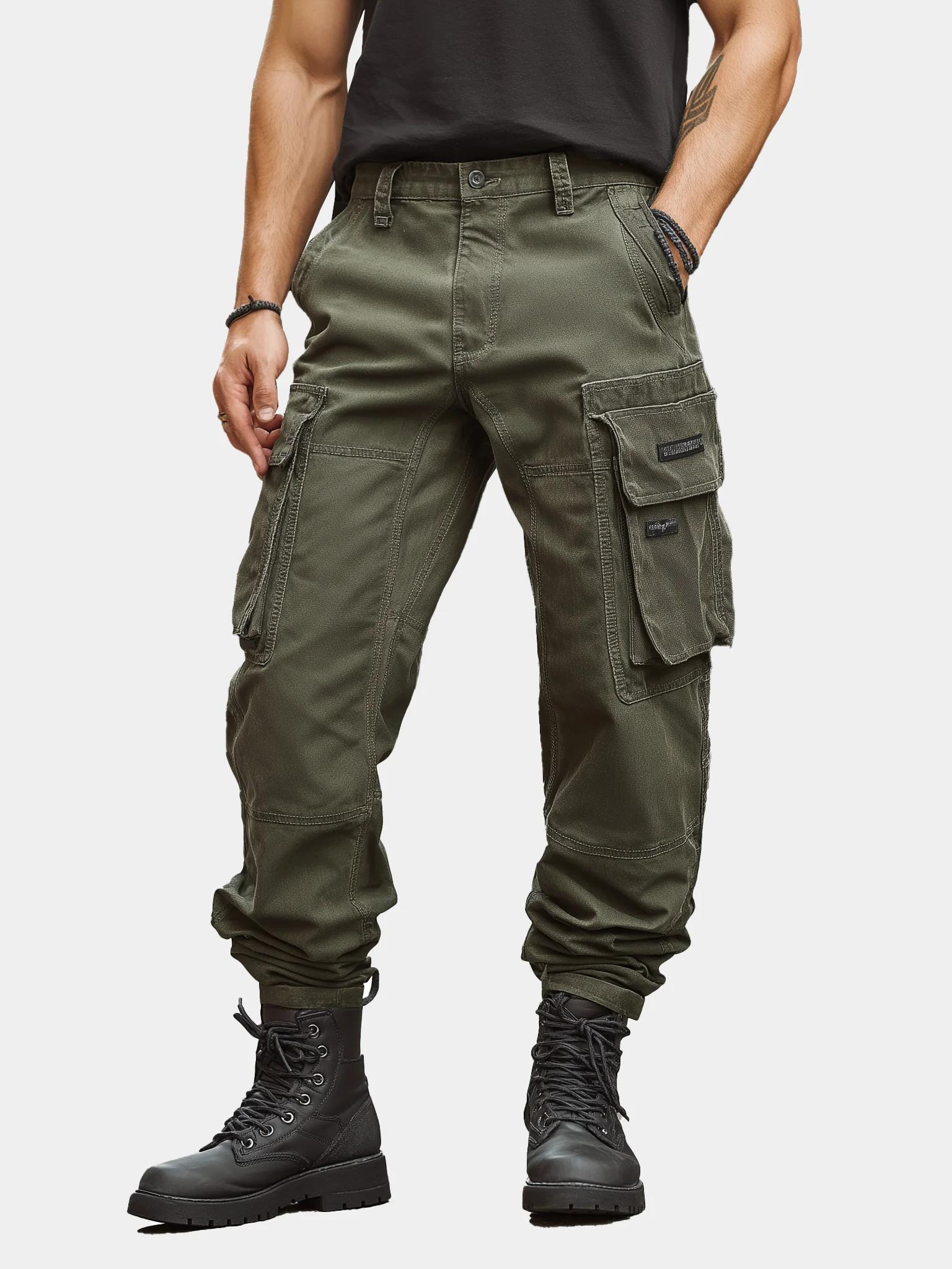 Retro Washed Cargo Pants Casual Outdoor Relaxed Fit Work Pants with Multi Pockets