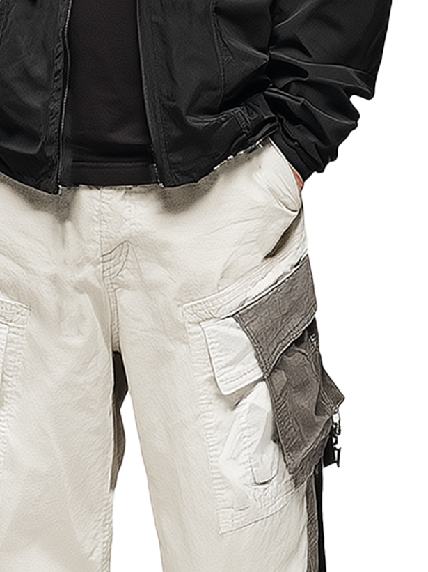 Avant-garde Colorblock Trendy  Pocket Straight Leg Cargo Pant