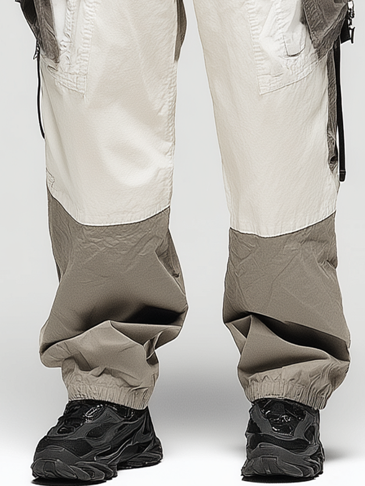 Avant-garde Colorblock Trendy  Pocket Straight Leg Cargo Pant