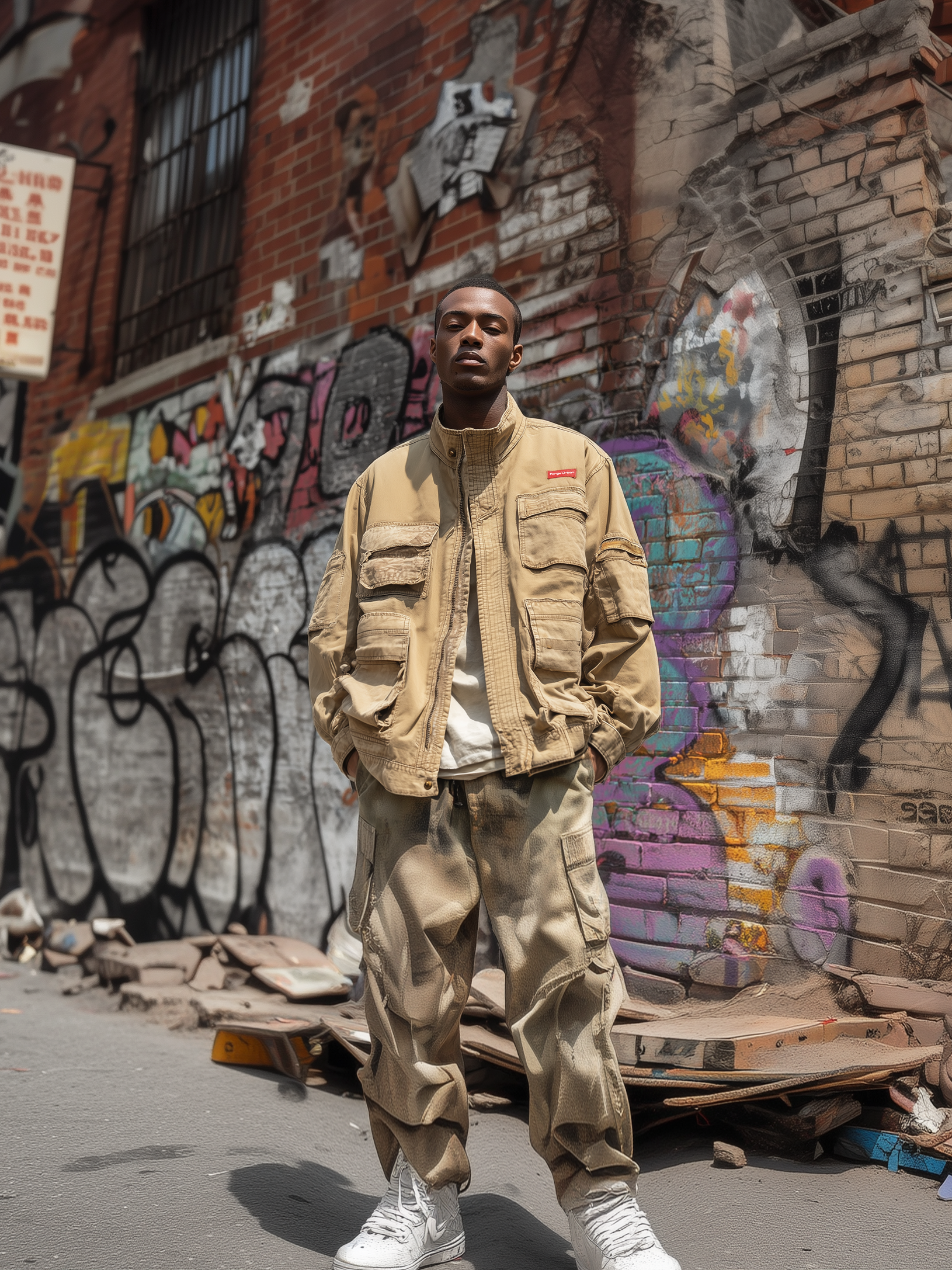 Street Style Washed Cotton Zip-Up Work Jacket