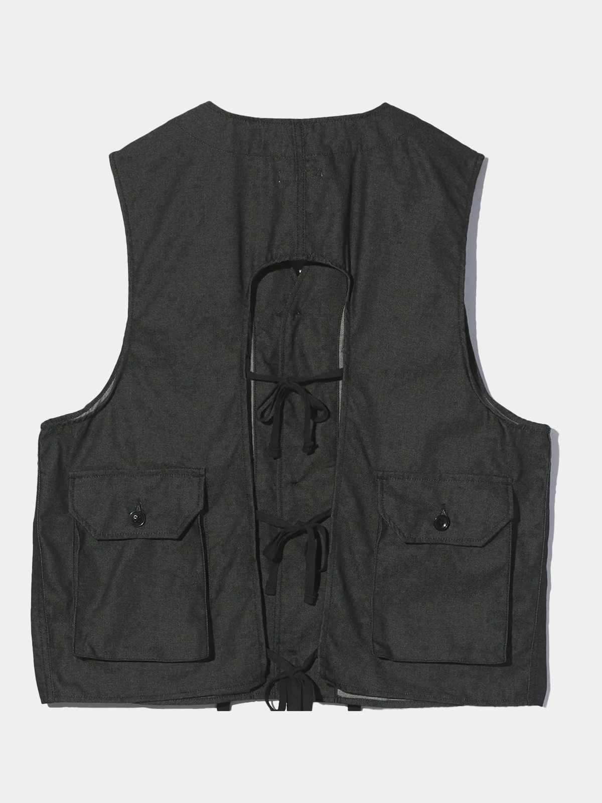 Street Fashion Style Lace-Up Workwear Fitted Vest with Multiple Pockets