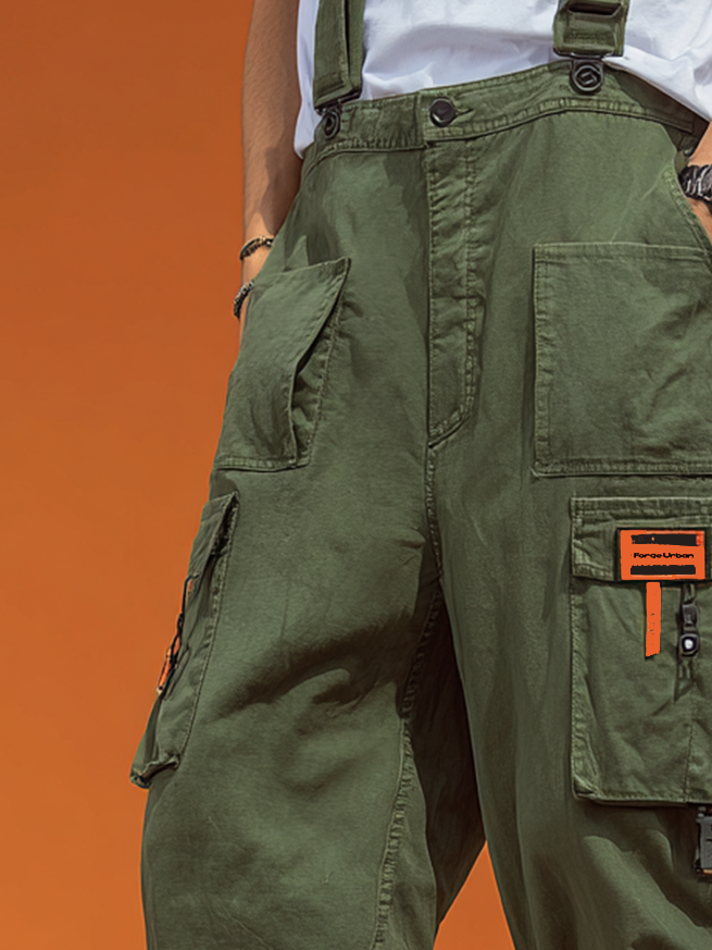 Tactical Pants Multi-Pocket Solid Color Loose Cotton Urban Workwear Overalls