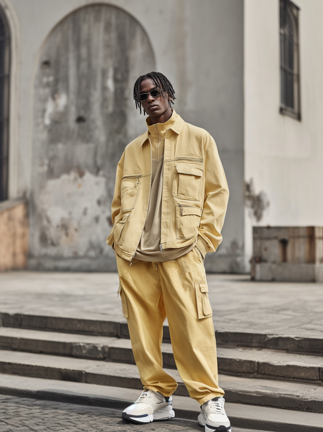 Street Style Washed Cotton Zip-Up Work Jacket
