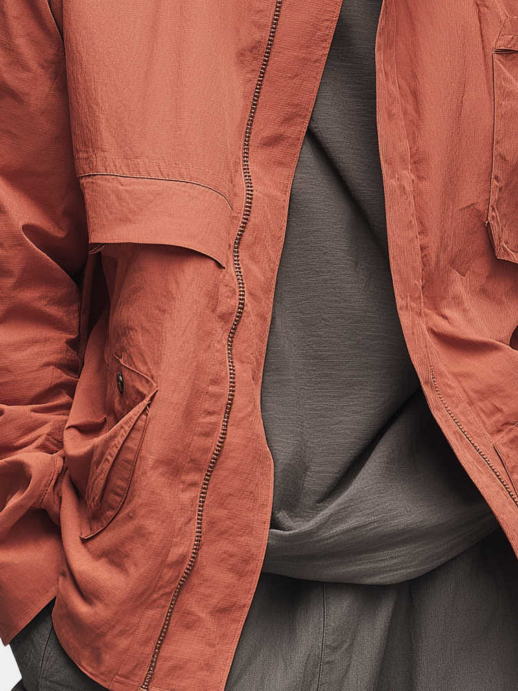 Street Style Flap Pockets Zip-Up Work Jacket