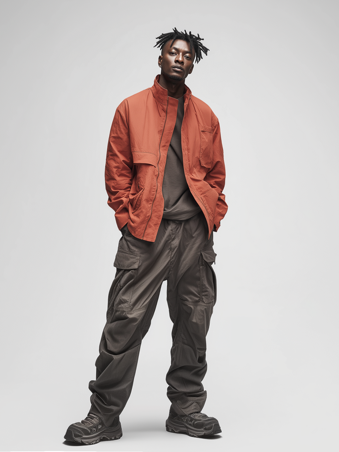 Street Style Flap Pockets Zip-Up Work Jacket