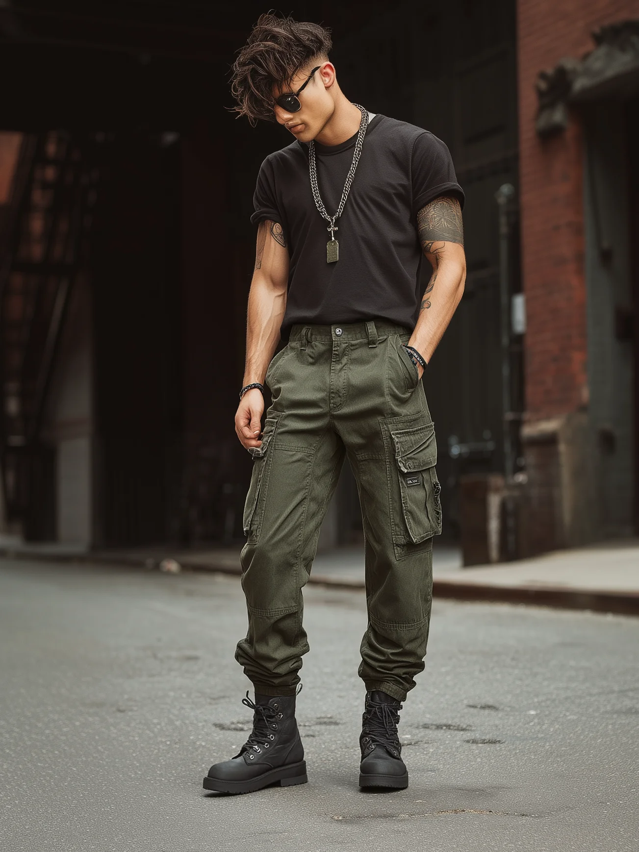 Retro Washed Cargo Pants Casual Outdoor Relaxed Fit Work Pants with Multi Pockets