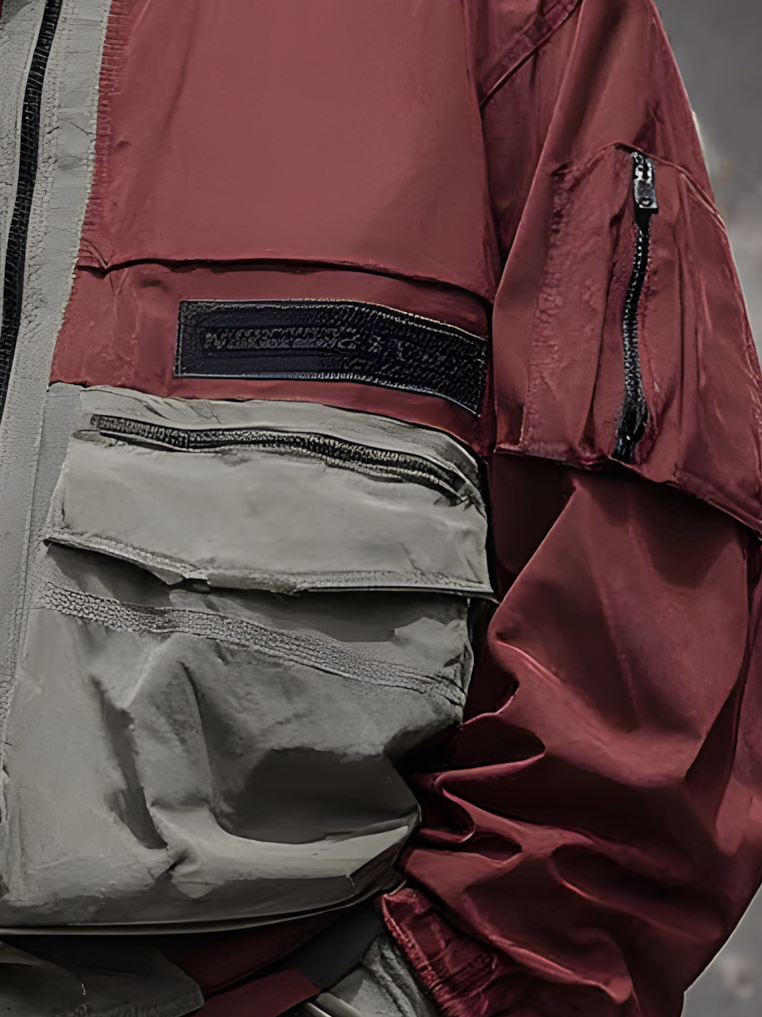 Street Mock Neck Multicolor Block Jacket