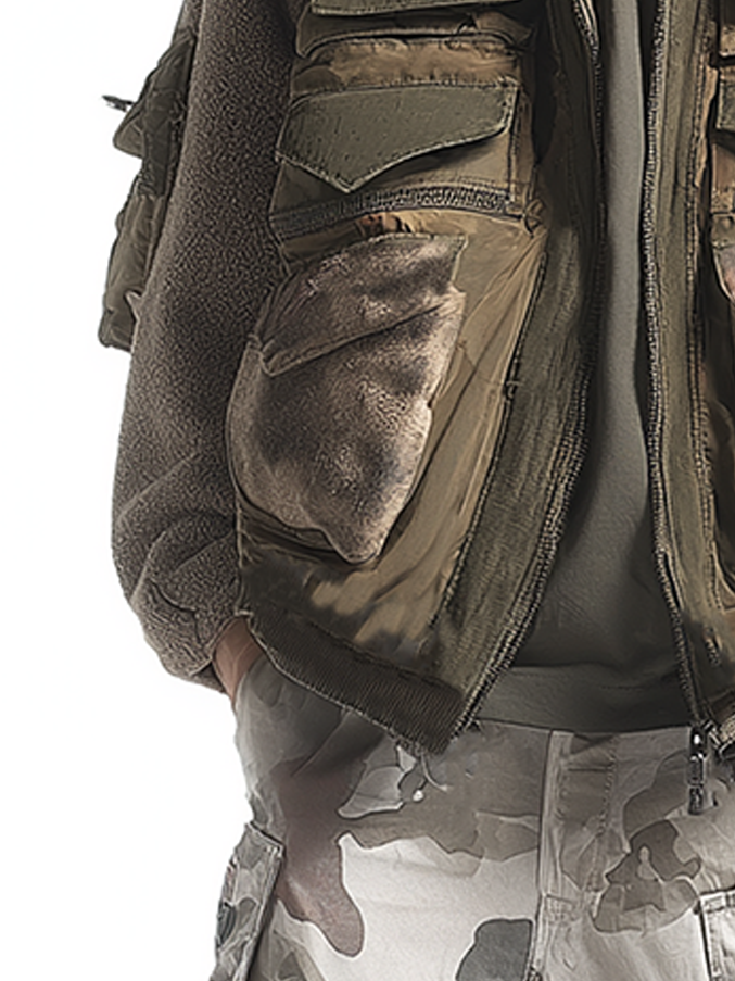 Functional Street Fashion Fabric Splicing Lapel Workwear Vest