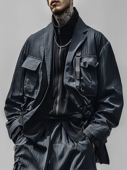 workwear street style urban windproof quick-drying wear-resistant flap pocket lined work jacket