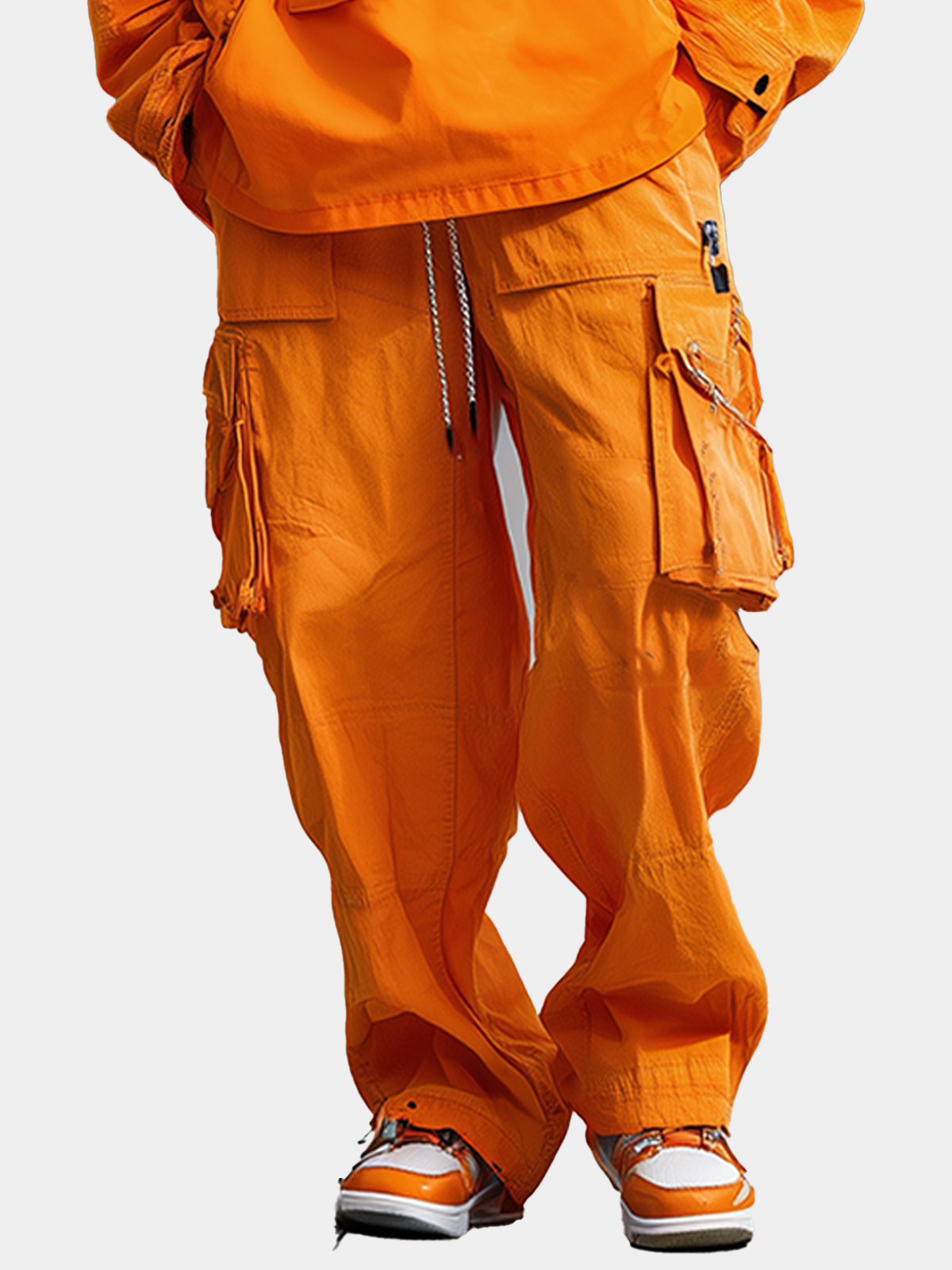 Orange Tactical Pants Street Style Water Resistant Ripstop Cargo Pants Work Hiking Pants