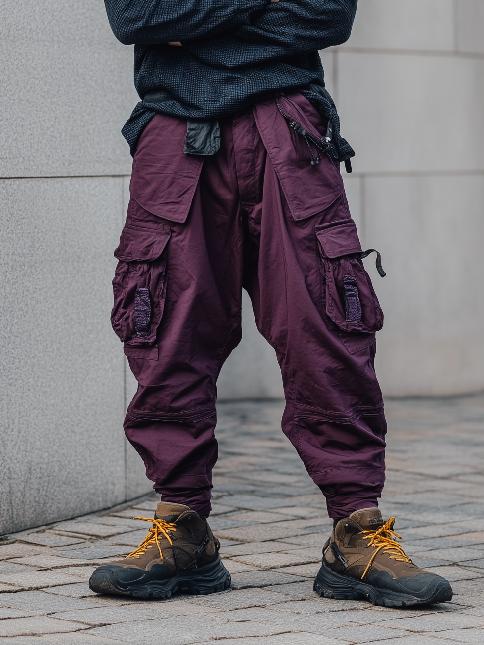 Street Style Washed Cotton Zip-Up Work Pants