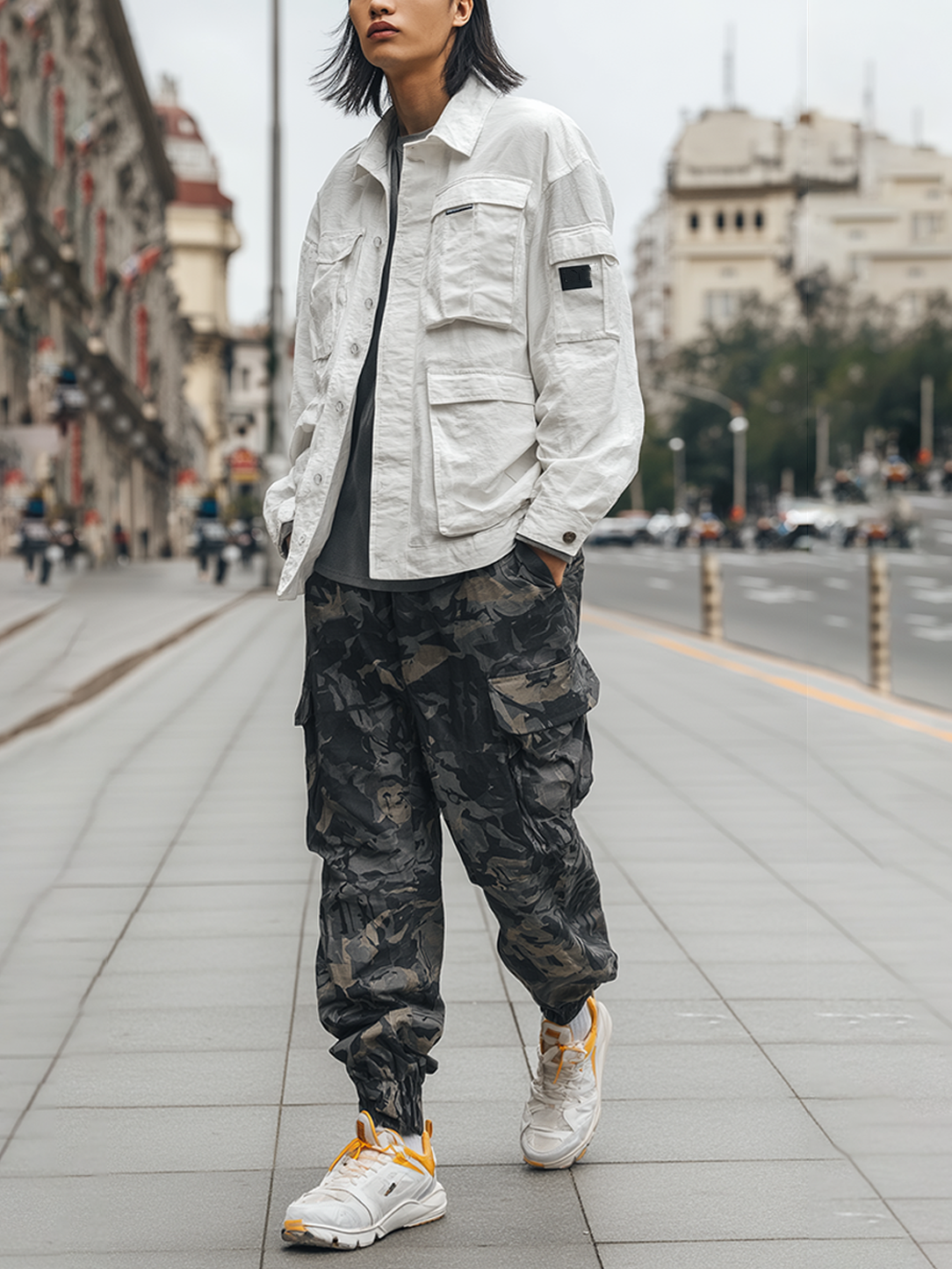 Camouflage Tactical Pants Street Style Water Resistant Ripstop Cargo Pants Work Hiking Pants
