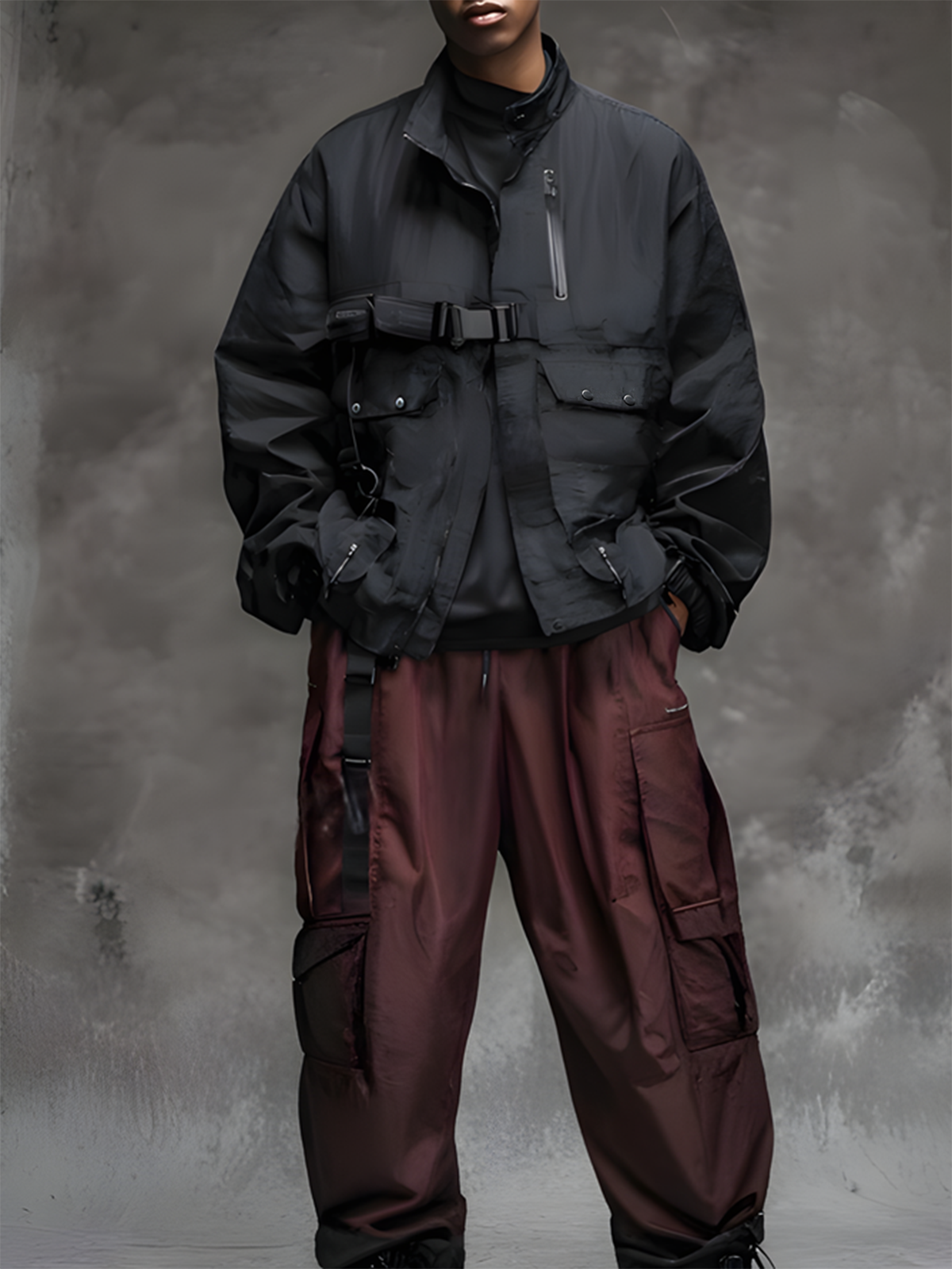 Urban Loose Mock Neck Plain Jacket Fashionable And Light Work Clothes