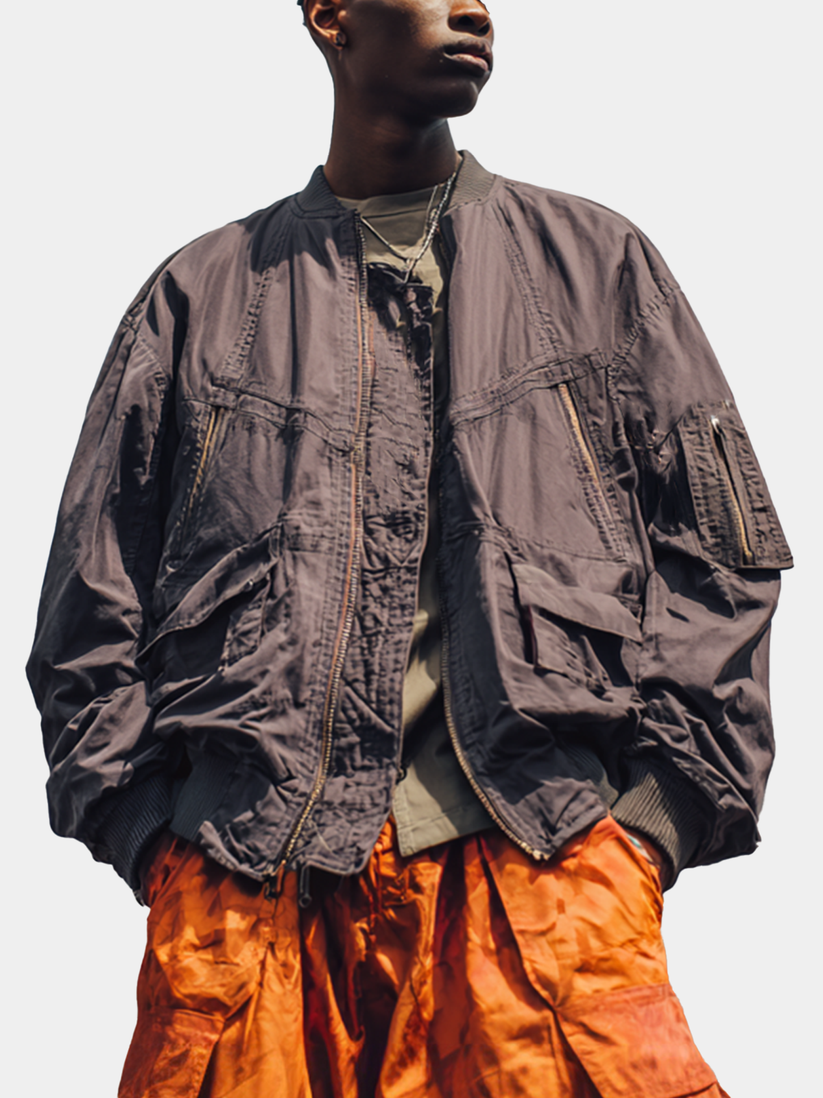 Men's Ripstop Water Resistant Multi-Pocket Streetwear Flight Jacket Lined