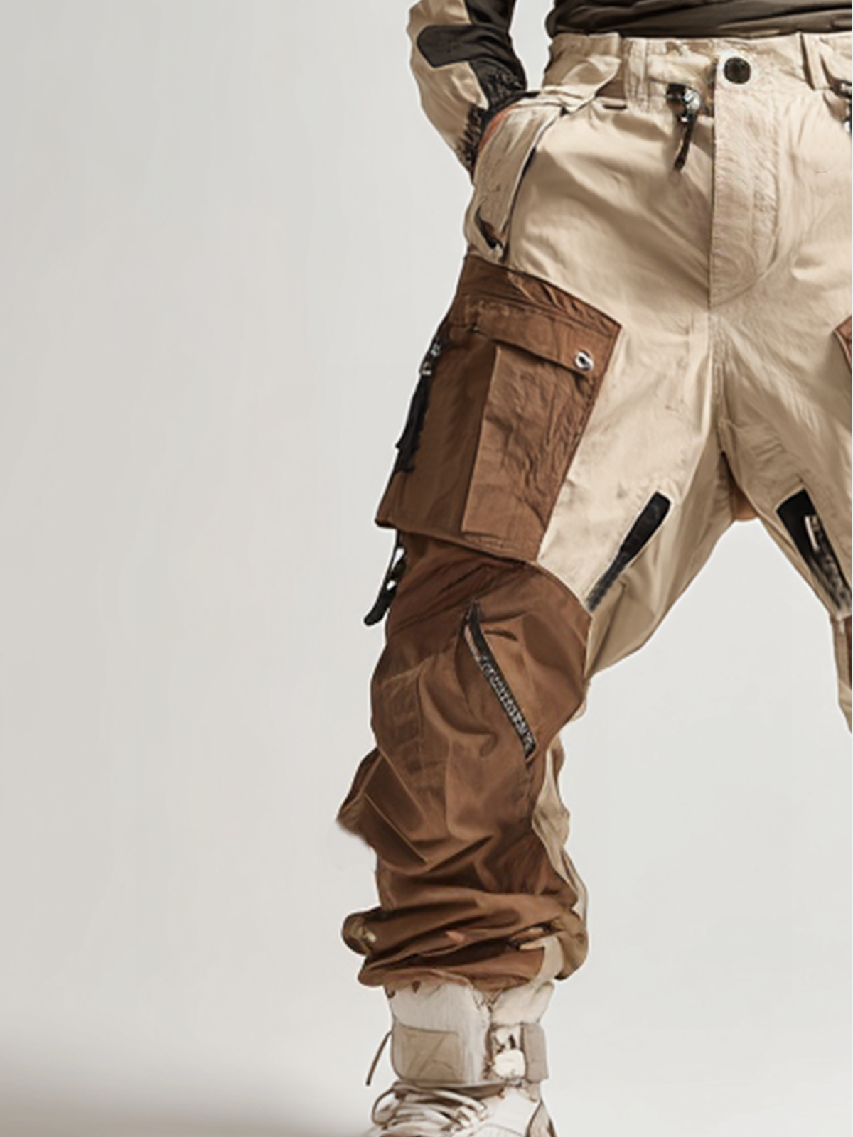 Men's Ripstop Colorblock Multi-Pocket Street Straight Tactical Pants