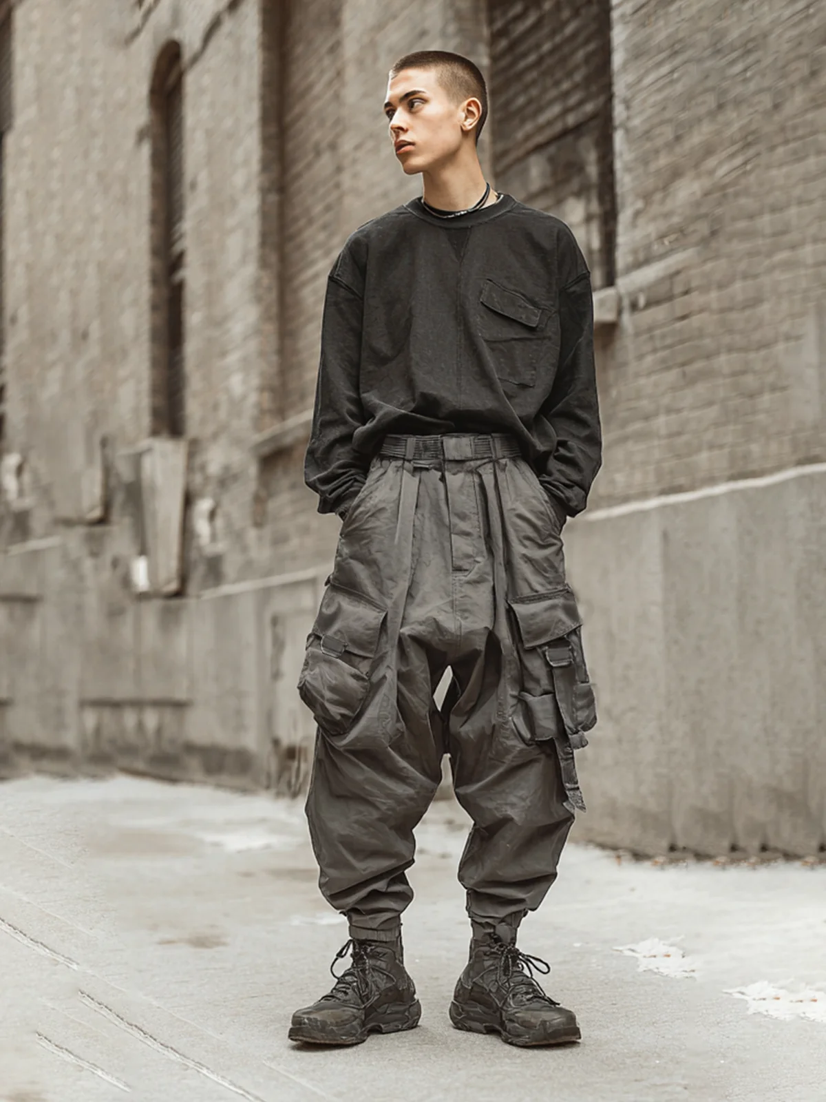 Men's Water Resistant Ripstop Dark Gray Multi-Pocket Trendy Street Tactical Pants
