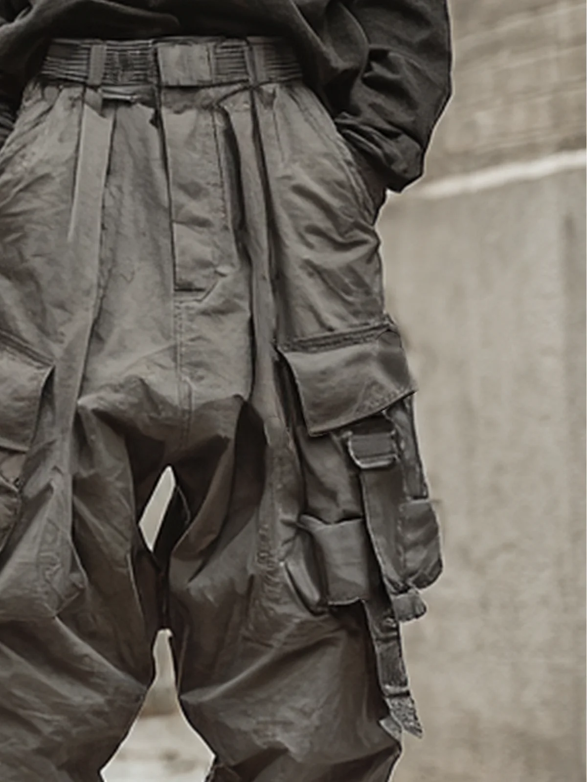 Men's Water Resistant Ripstop Dark Gray Multi-Pocket Trendy Street Tactical Pants