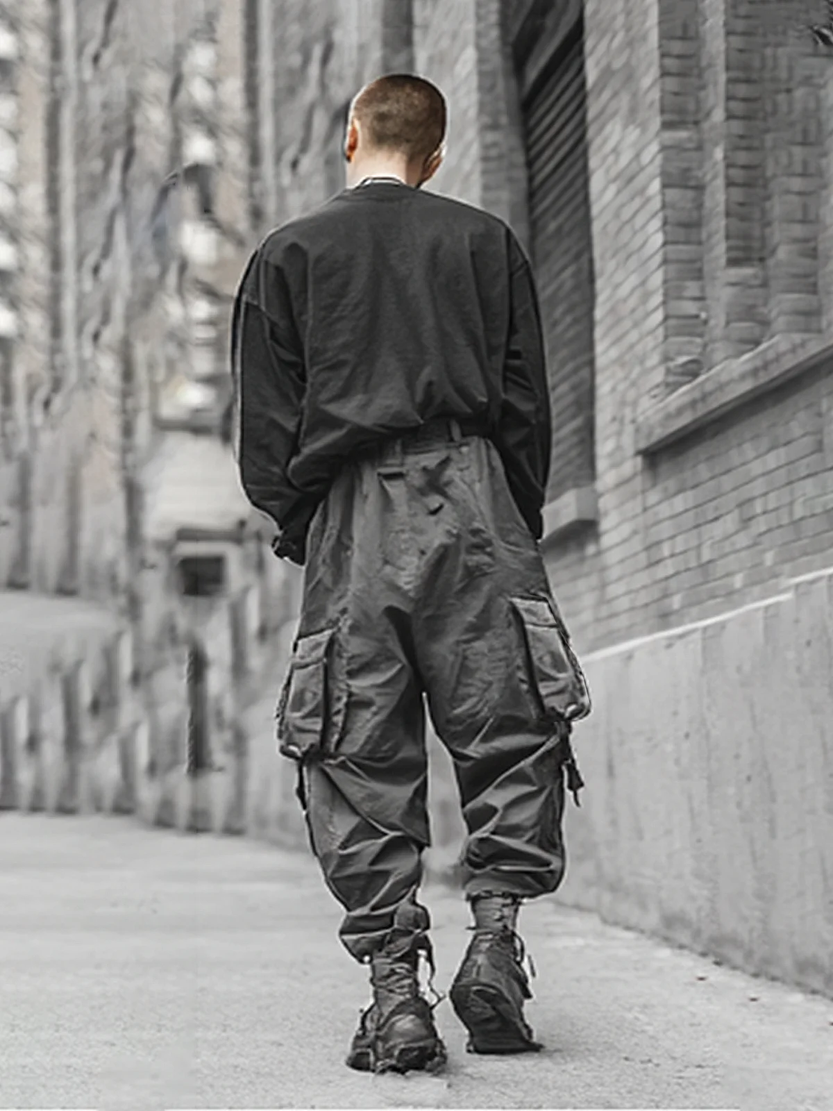 Men's Water Resistant Ripstop Dark Gray Multi-Pocket Trendy Street Tactical Pants