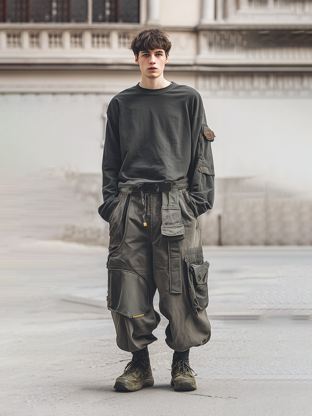 Streetwear Outdoor Washed Cargo Pants Relaxed Fit Work Pants with Multi Pockets