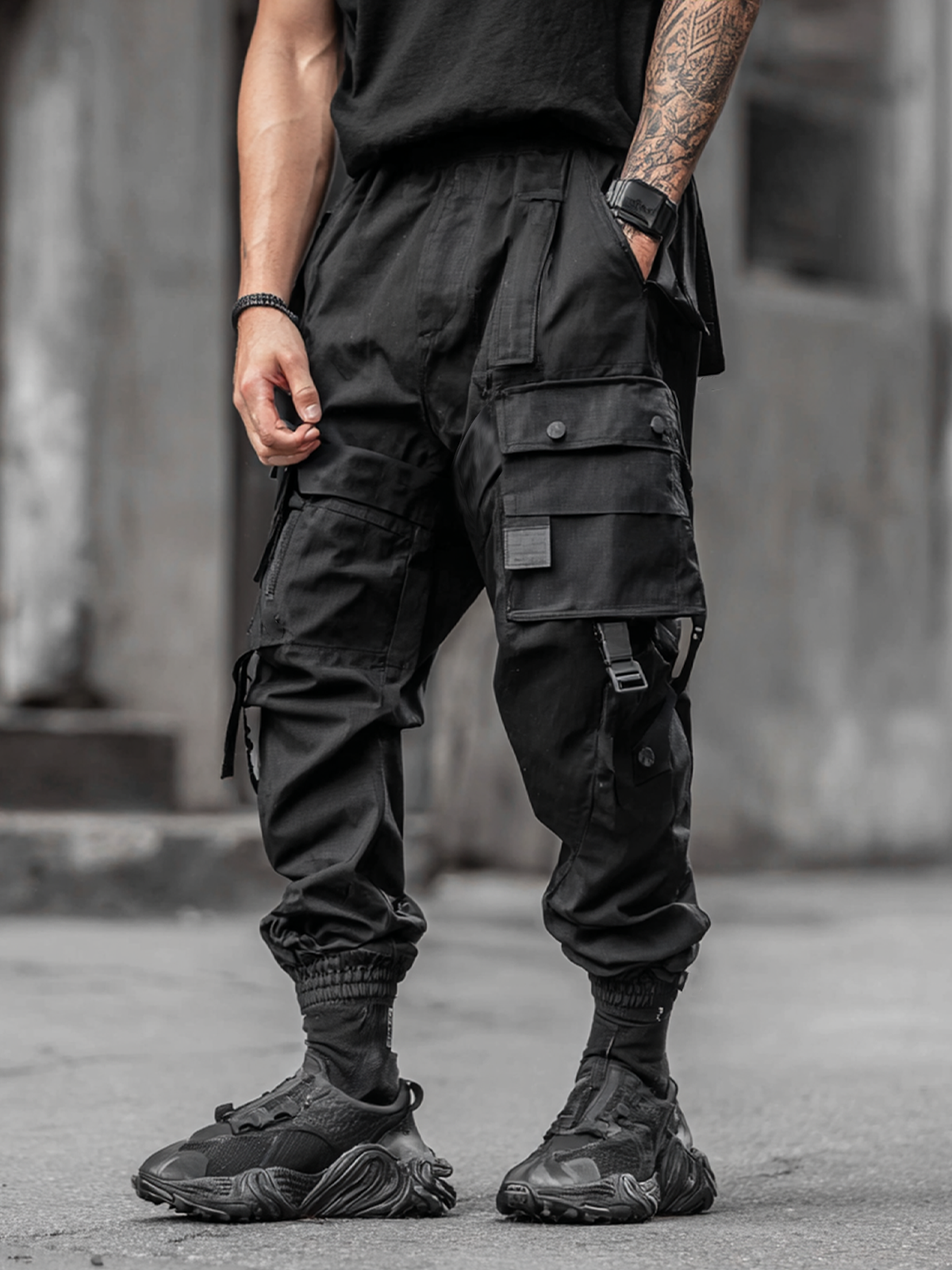 Windproof Pants For Street Use Wear-Resistant Hiking Pants Flap Pocket Casual Pants
