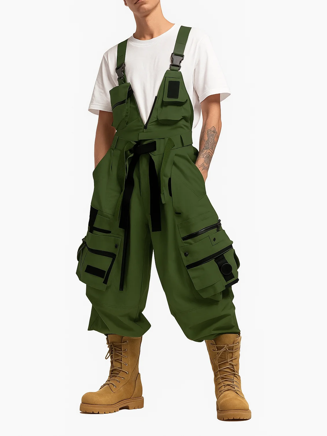 Bib Overalls Loose Fit Baggy Casual Workwear Fashion Lightweight Sloppy Coveralls with Cargo Pockets