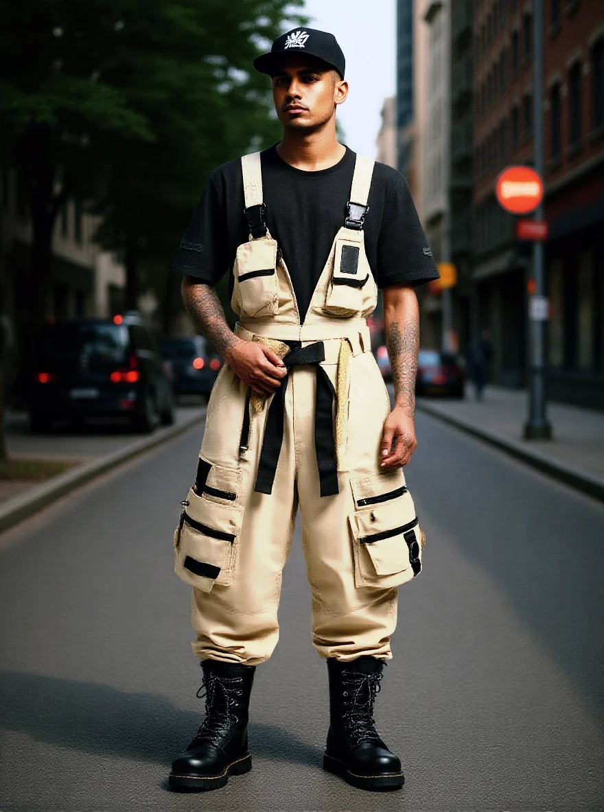 Bib Overalls Loose Fit Baggy Casual Workwear Fashion Lightweight Sloppy Coveralls with Cargo Pockets