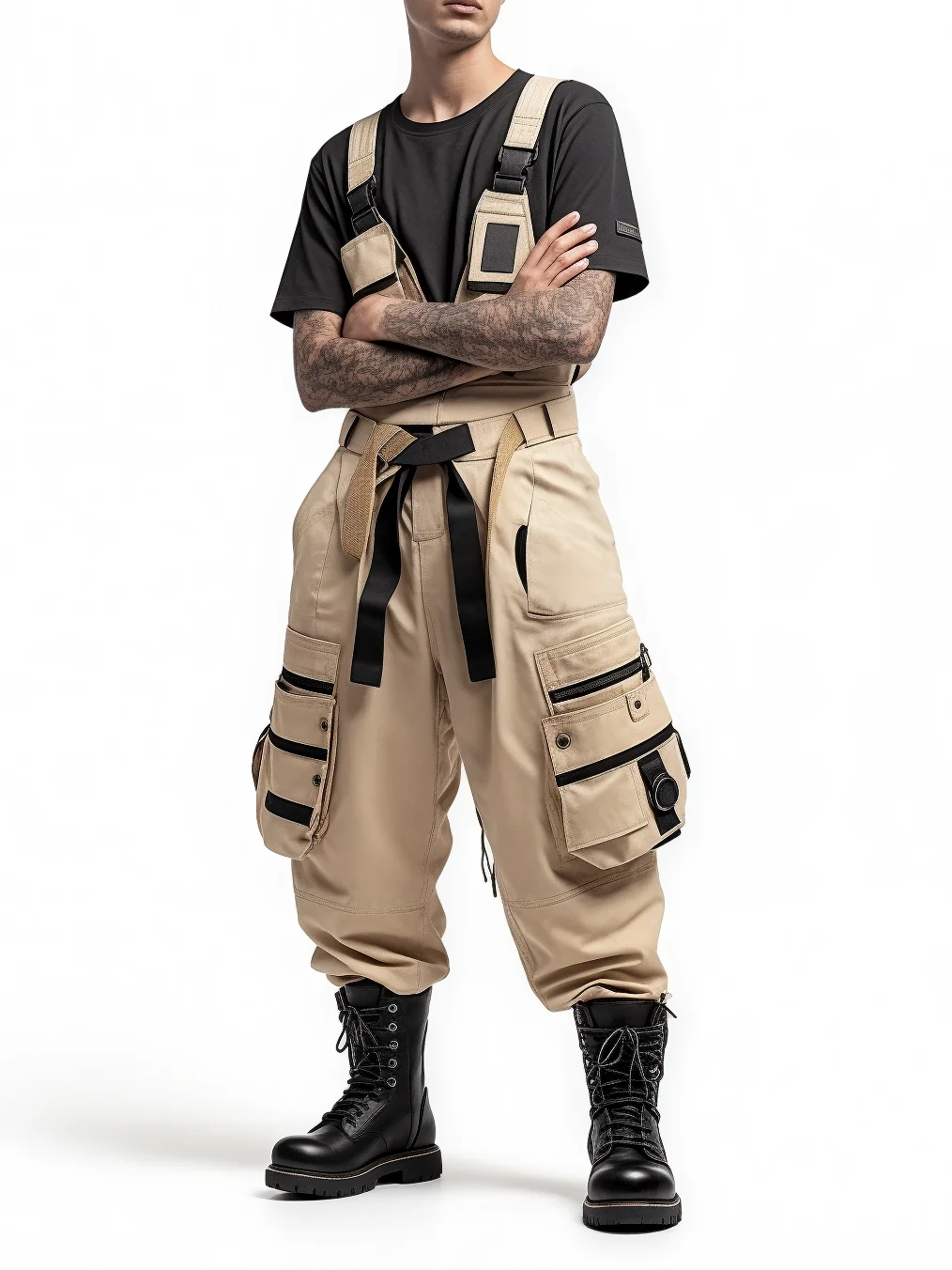Bib Overalls Loose Fit Baggy Casual Workwear Fashion Lightweight Sloppy Coveralls with Cargo Pockets