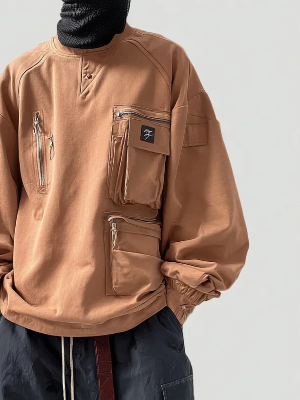 Workwear Sweatshirt Fashionable Urban Industrial Style Casual Street Three-Dimensional Pocket Work Clothes