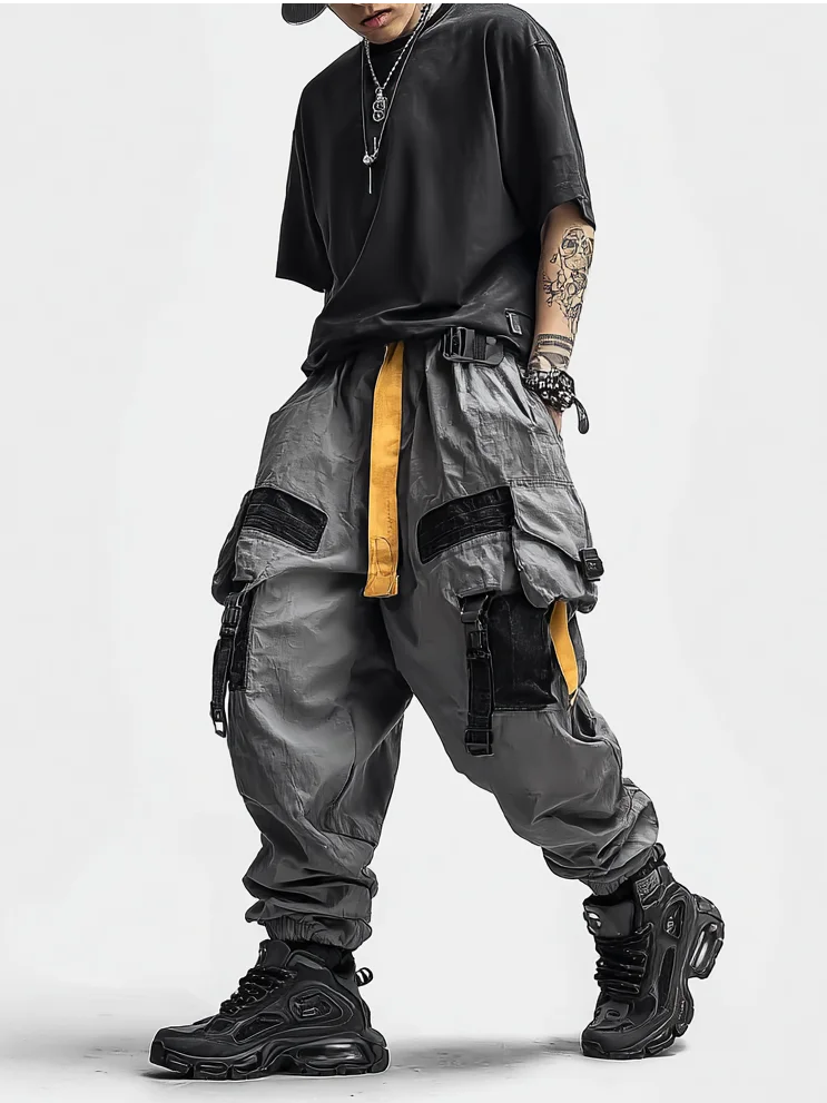 Street Style Work Pants Casual Retro Multi-Pocket Polyester Cotton Splash-Proof Windproof Urban Cool
