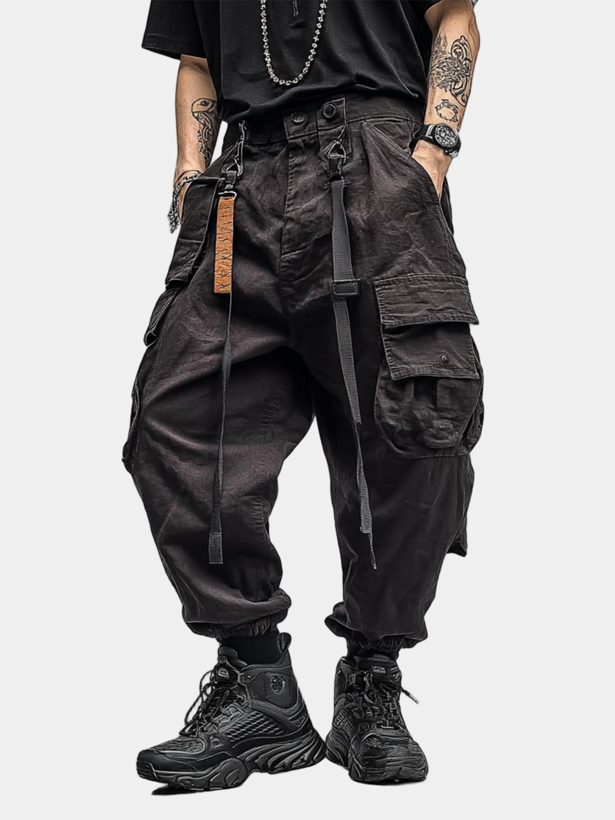 Street Style Work Pants Casual Retro Multi-Pocket Cotton Splash-Proof Windproof Urban Loose Pants