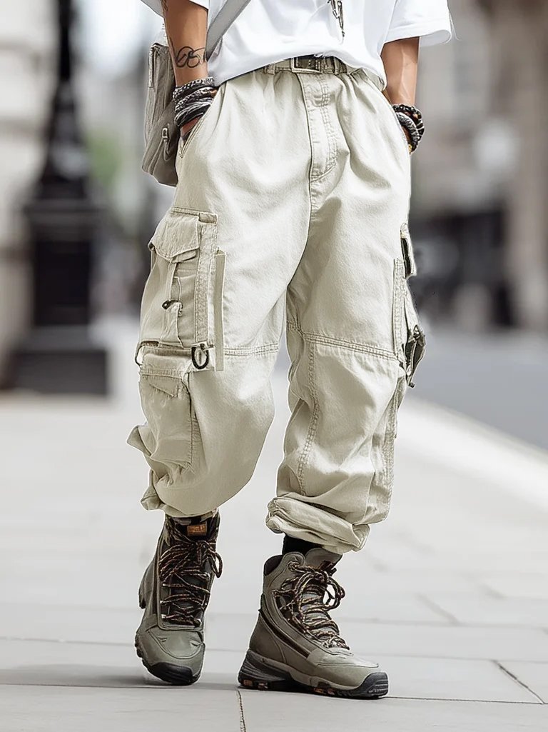 Streetwear Outdoor Washed Cargo Pants Relaxed Fit Work Pants with Multi Pockets