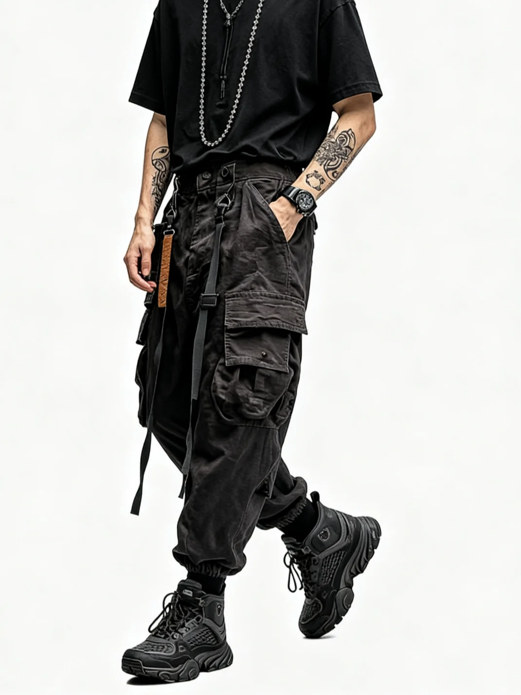 Street Style Work Pants Casual Retro Multi-Pocket Cotton Splash-Proof Windproof Urban Loose Pants
