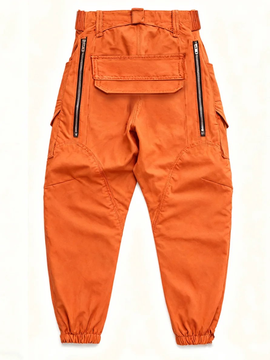 Men's Water Resistant Ripstop Orange Multi-Pocket Street Tactical Pants