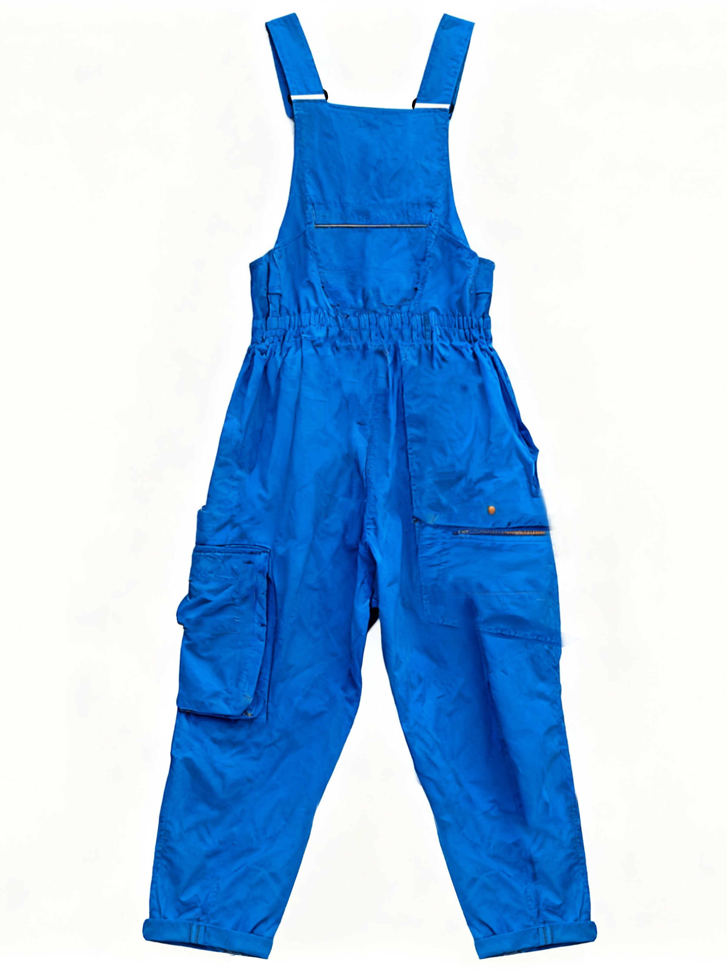 Men's Ripstop Blue Multi-Pocket Trendy Deconstructed Street Straight Overalls
