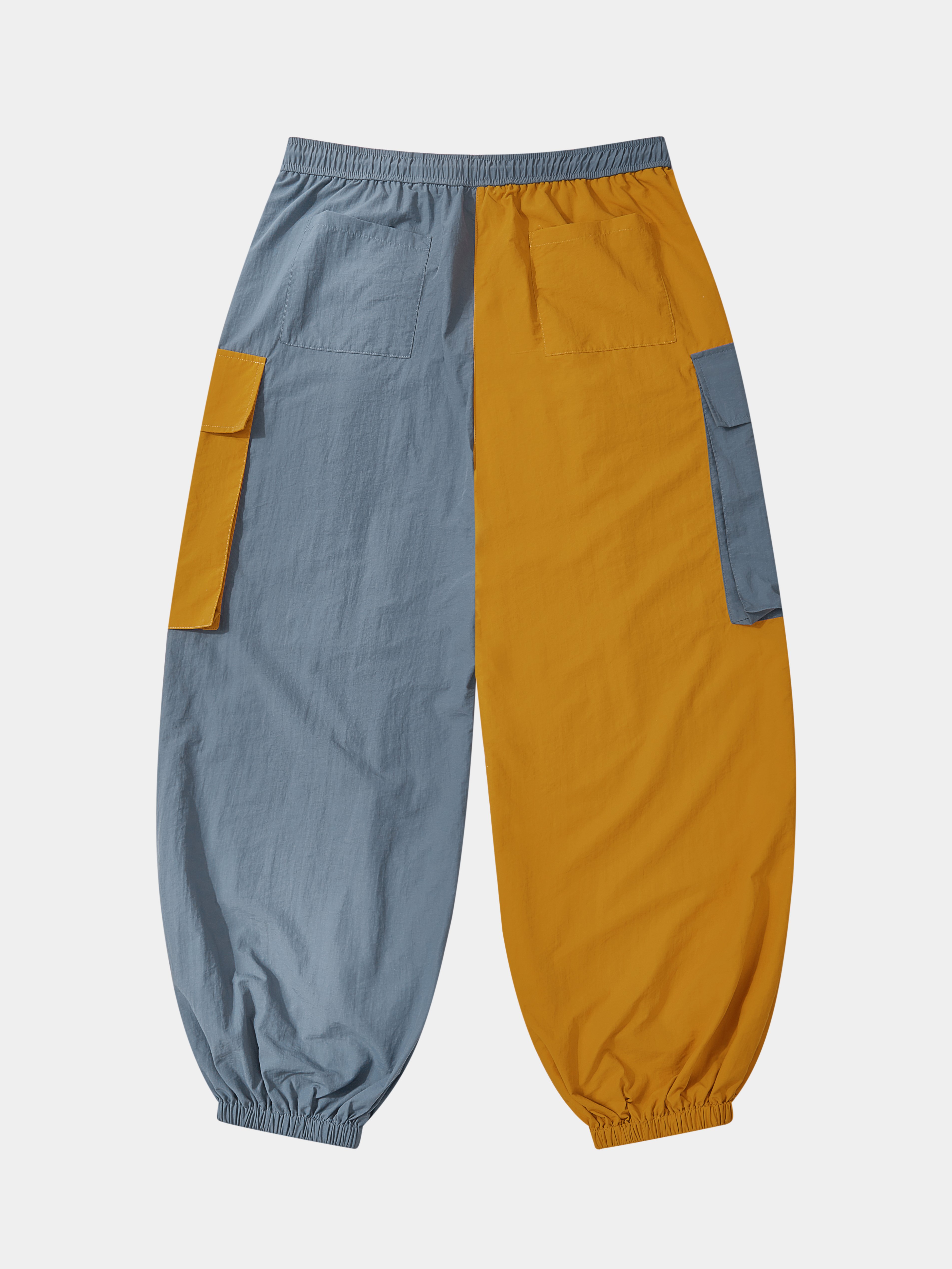 Men's Colorblock Waterproof Cargo Pants with Multi-Pockets and Loose Fit