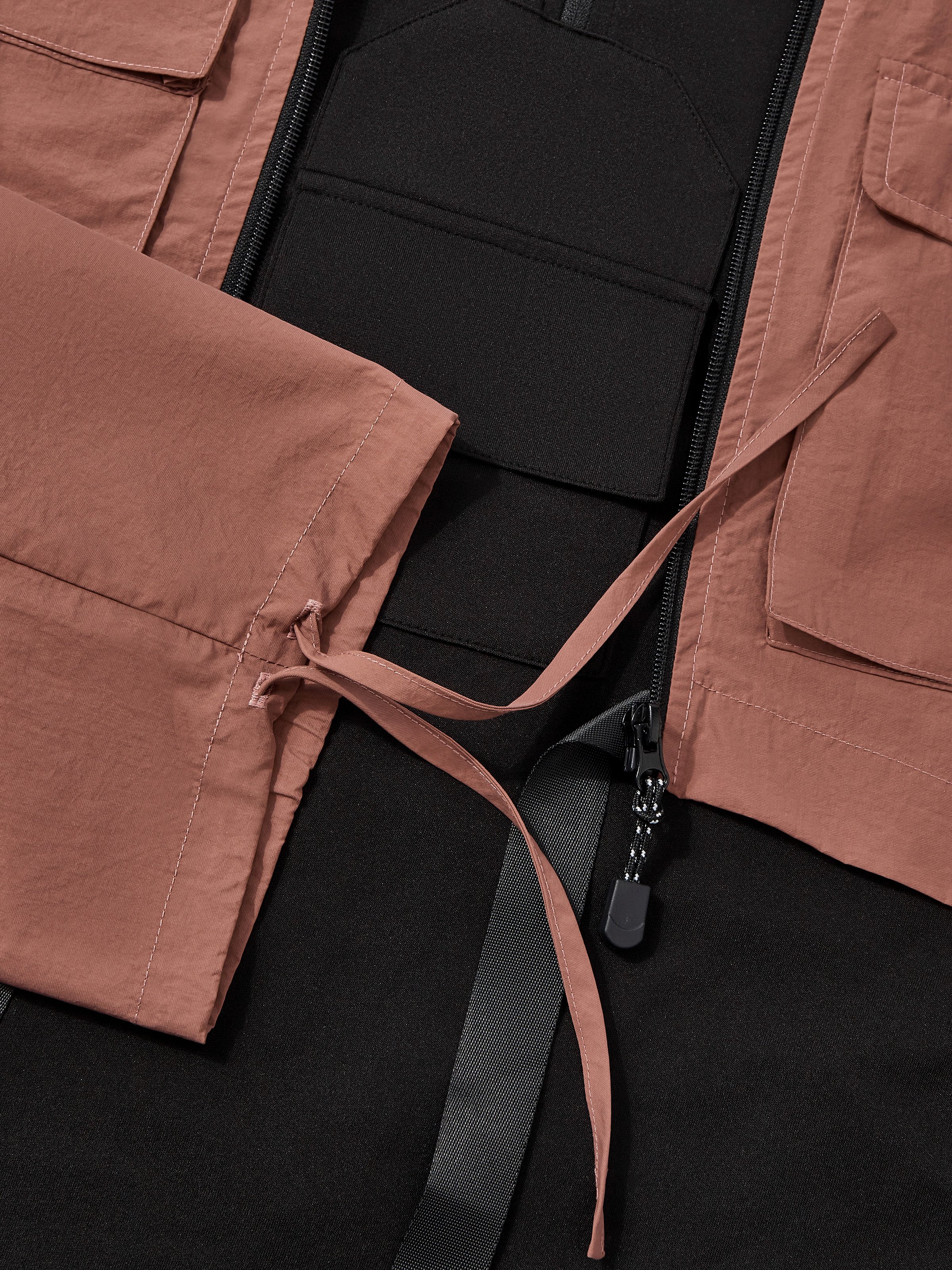 Street Style Urban Street Style Flip Pocket Fashion Workwear Color Matching Stand Collar Sweatshirt