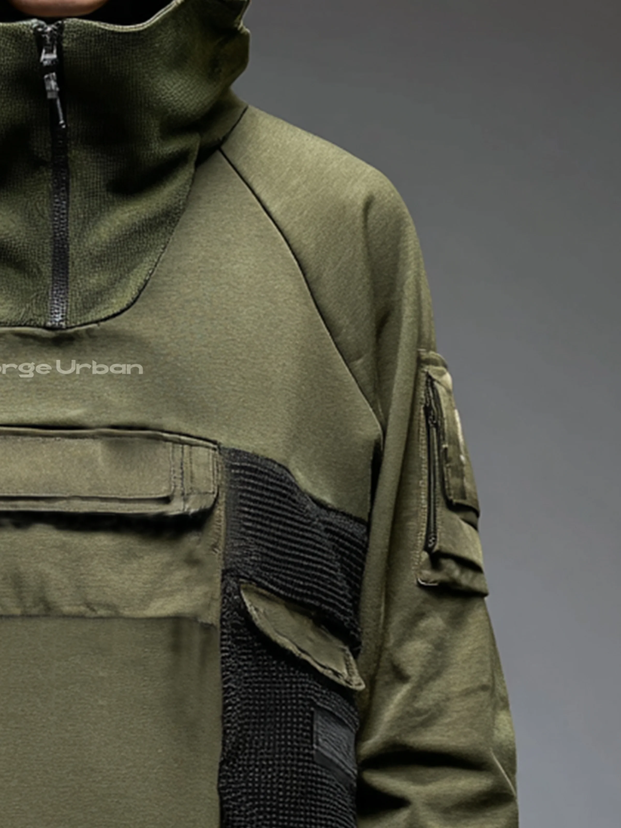 Workwear Sweatshirt Urban Functional Style Casual Street Three-Dimensional Pocket Work Hoodie Sweatshirt