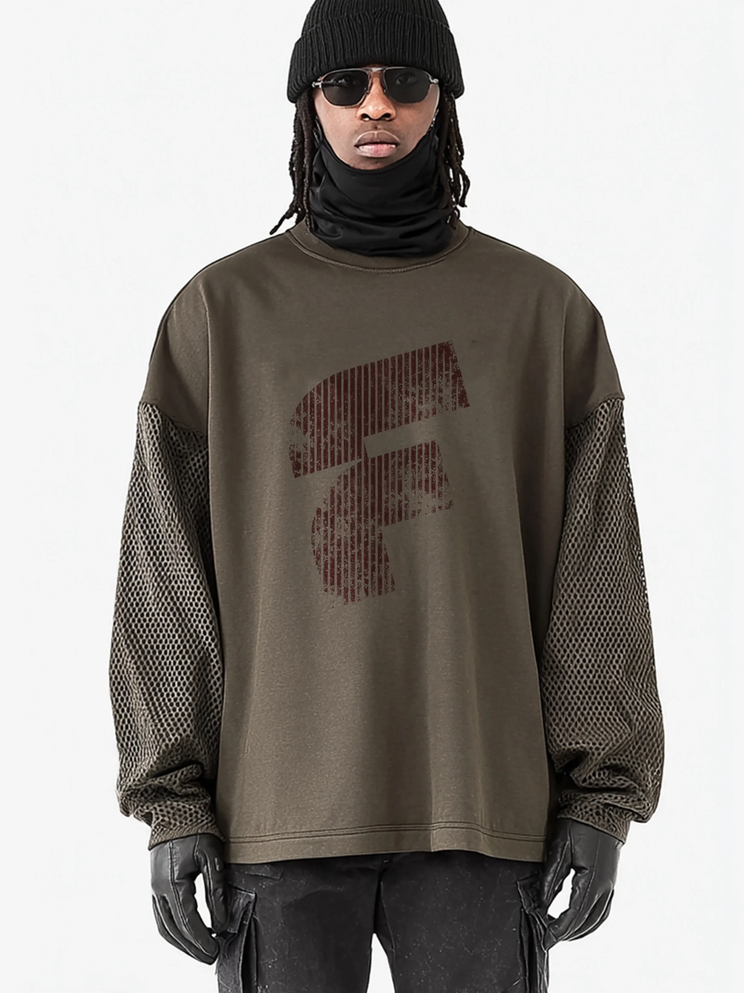 Paneled Sleeves Workwear Sweatshirt Urban Functional Style Casual Street Work Pullover