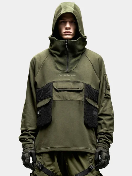Workwear Sweatshirt Urban Functional Style Casual Street Three-Dimensional Pocket Work Hoodie Sweatshirt