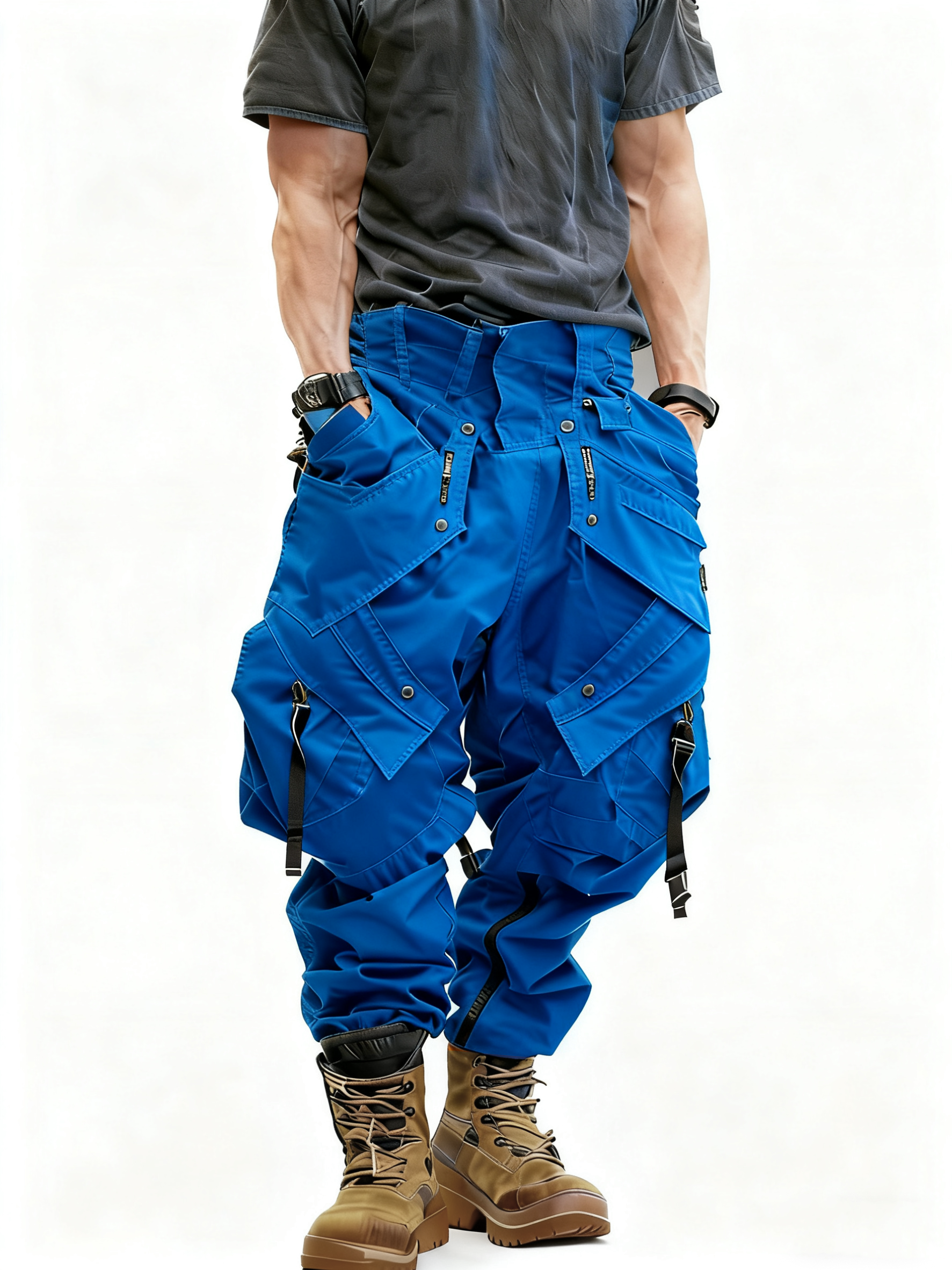 Men's Water Resistant Cargo Pants Ripstop Multi-Pocket Street Tactical Pants Work Hiking Pants