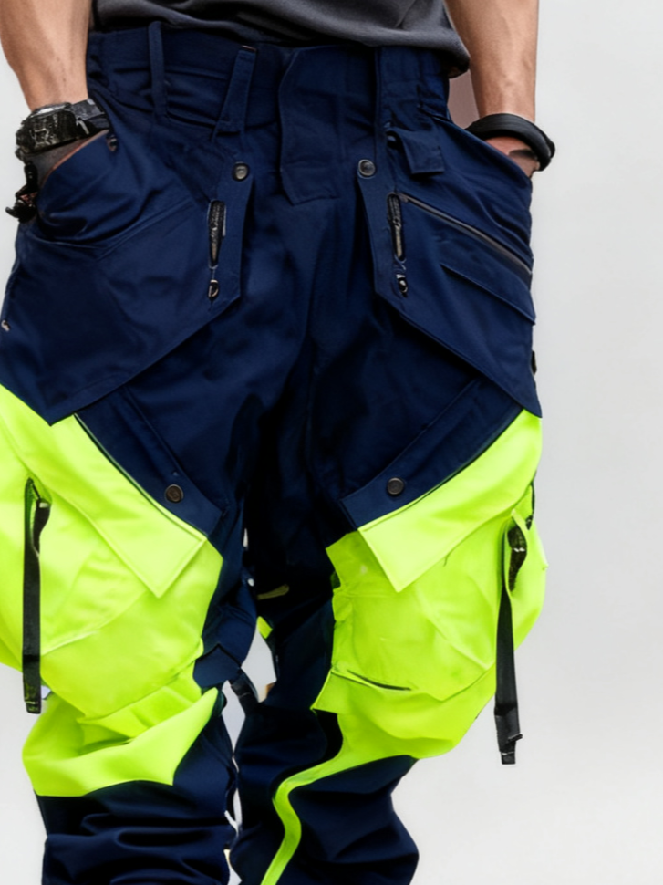 Men's Windproof And Water-Repellent Overalls With Multi-Pocket Design Street Tactical Pants And Hiking Pants