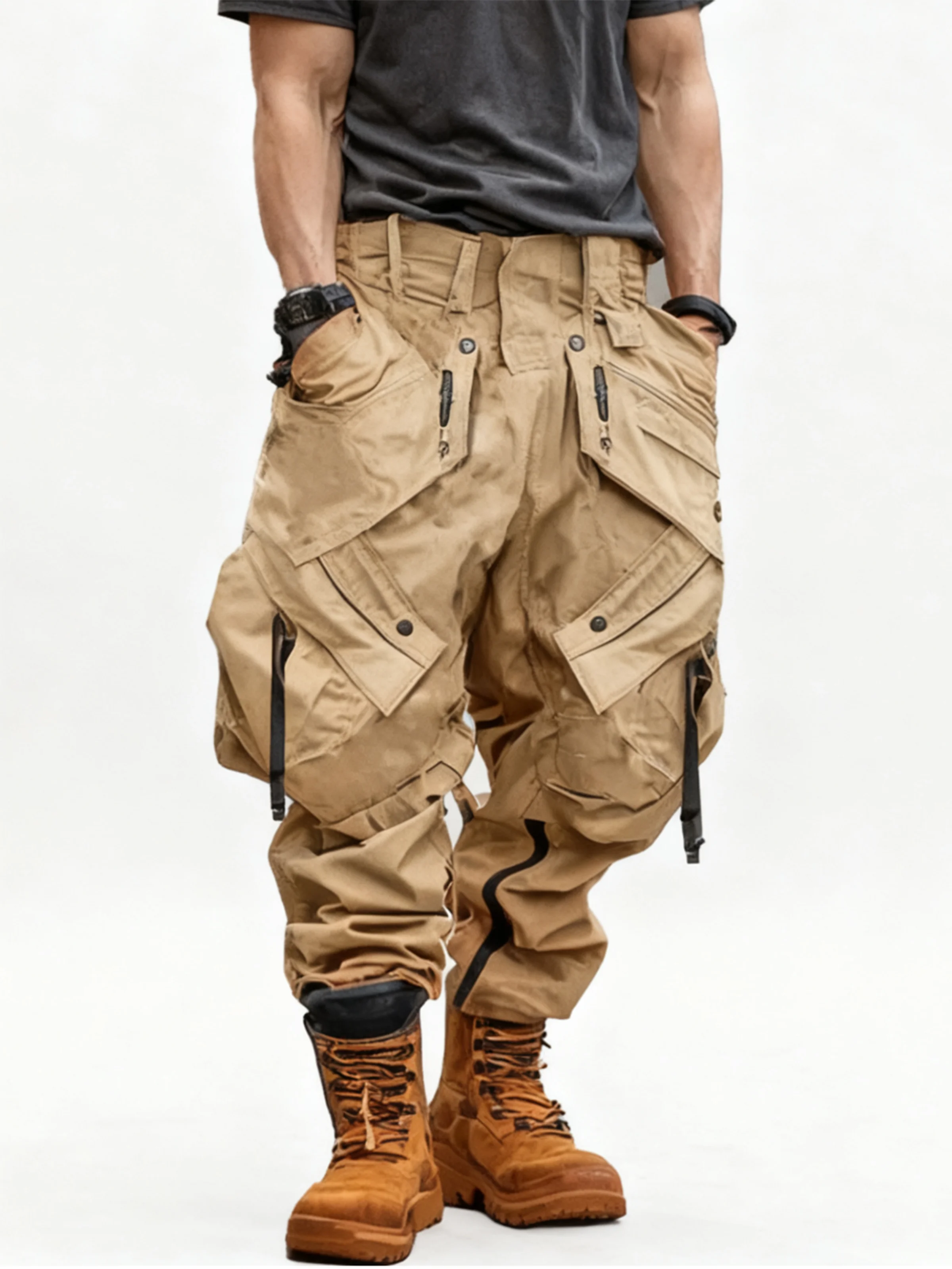 Men's Water Resistant Cargo Pants  Ripstop Multi-Pocket Street Tactical Pants Work Hiking Pants