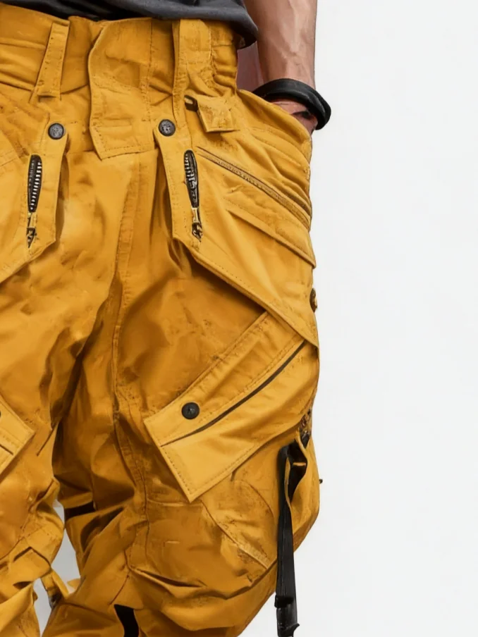 Men's Windproof And Water-Repellent Overalls With Multi-Pocket Design Street Tactical Pants And Hiking Pants